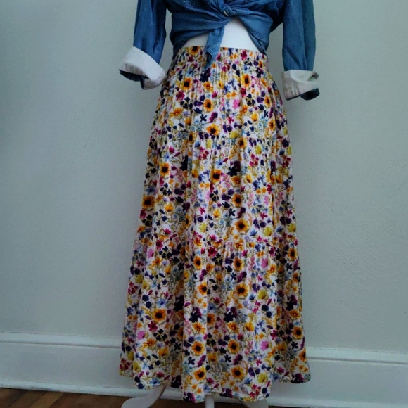 Colorful Floral Midi Skirt - Picture 2 of 10